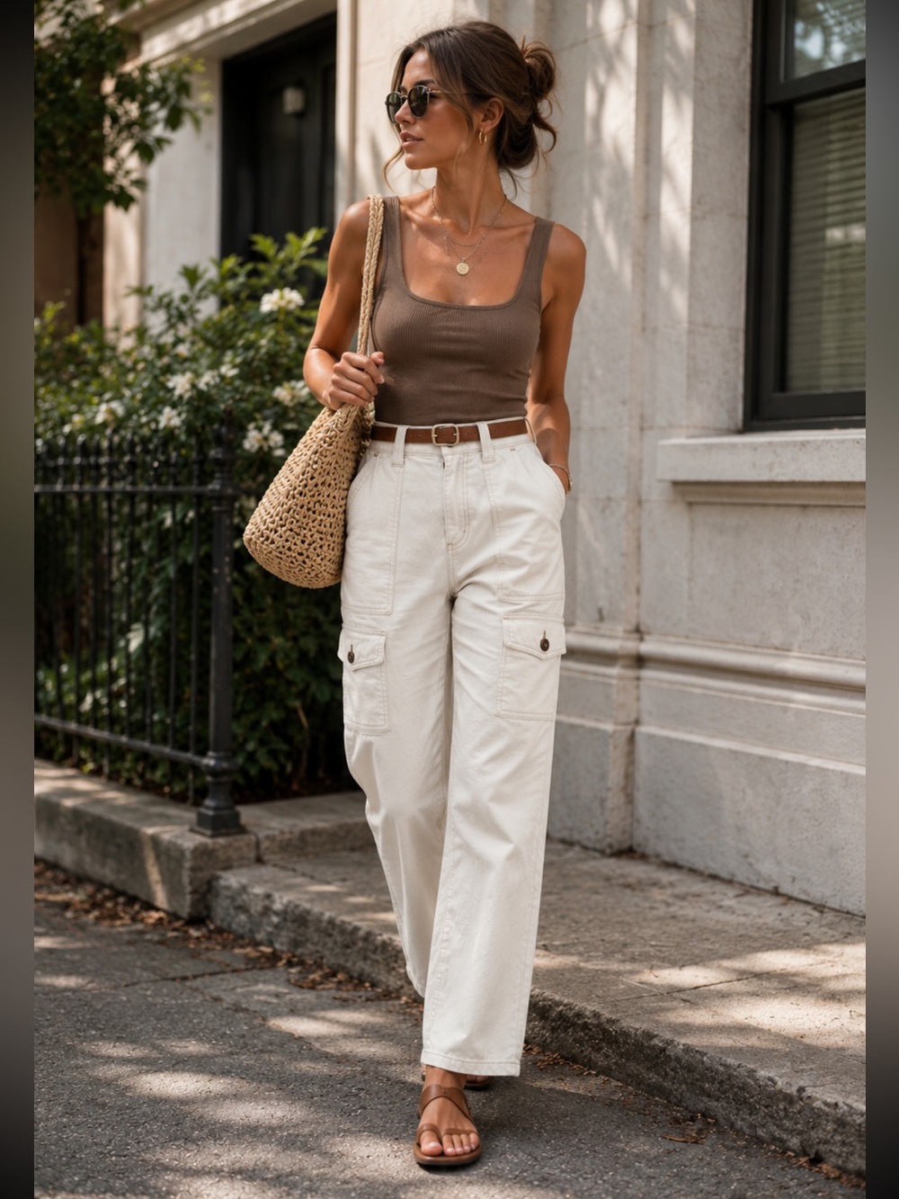 Anthropologie Joie Beige Cargo Pants Size 10 Wide Leg Utility Trousers